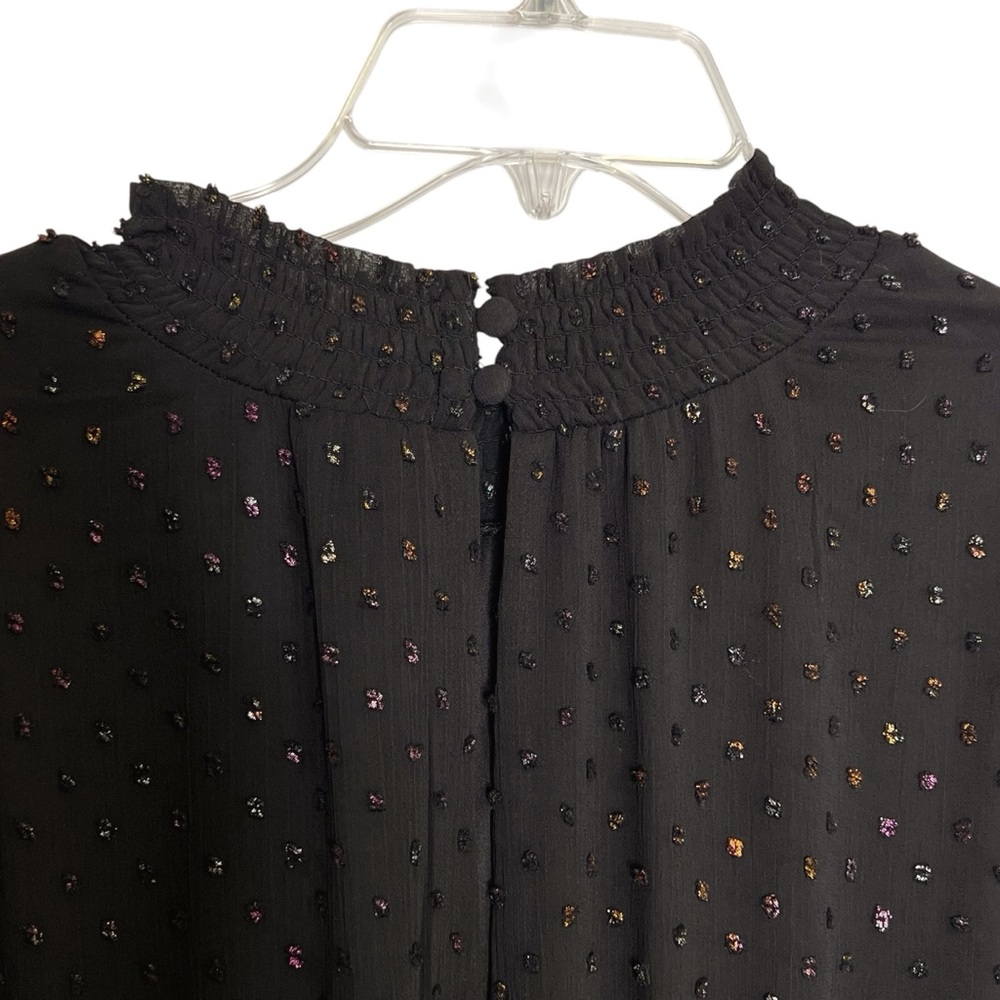 Torrid Mini Clip Dot Blouson Sleeve Dress Size 1X Women Plus Size Black Metallic - Picture 7 of 12